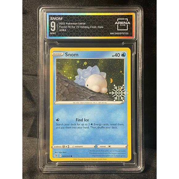 2021 Snom Snowflake Stamp #84 Pokémon Fusion Strike ArenaClub Graded MINT 9 - Picture 1 of 4